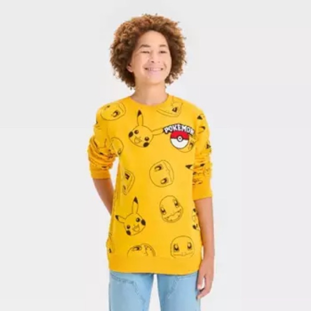 Pokemon Kids Yellow Graphic Sweatshirt Size Medium NWT